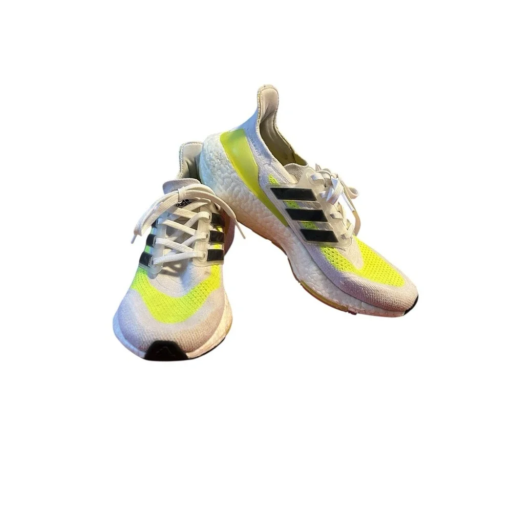 Adidas Ultra Boost 21 White Solar Yellow Men's Size 7‎ Shoes FY0377